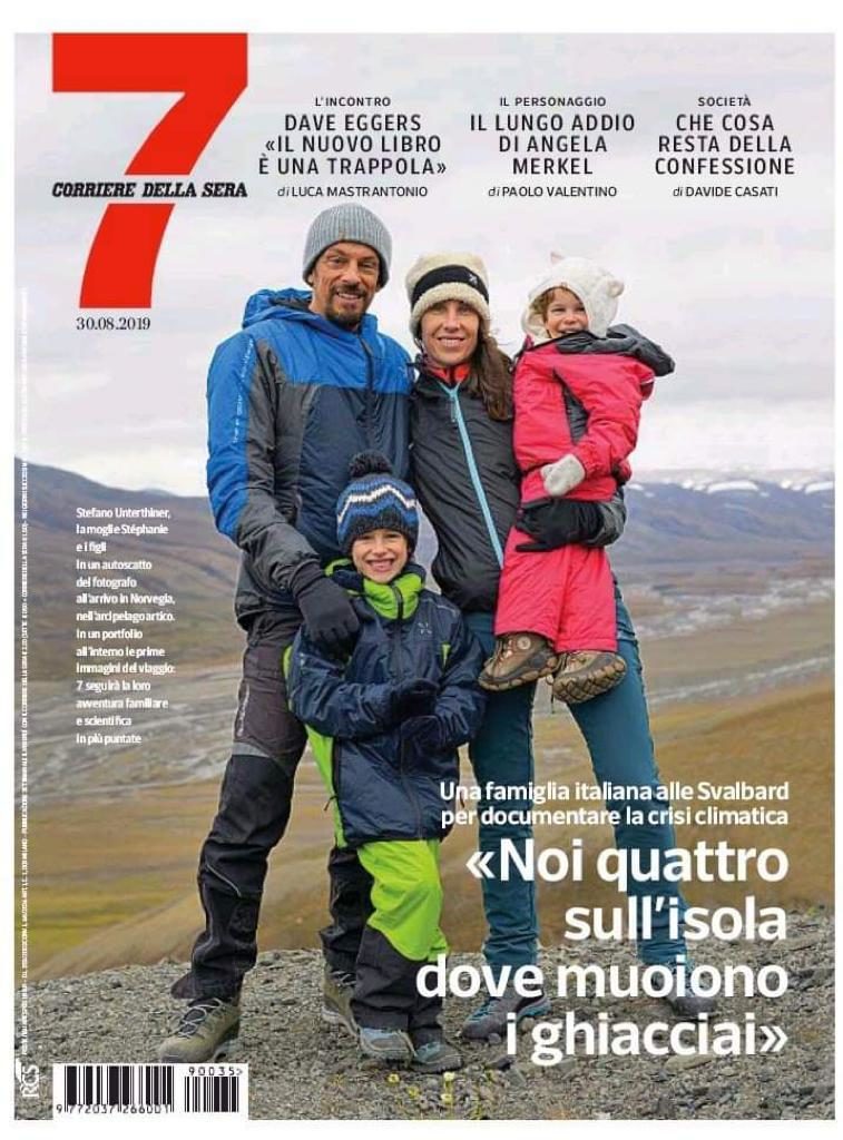 Presentazione del progetto Una famiglia nell'Artico sulla prima pagina di 7 - Rivista del quotidiano nazionale Corriere della Sera.